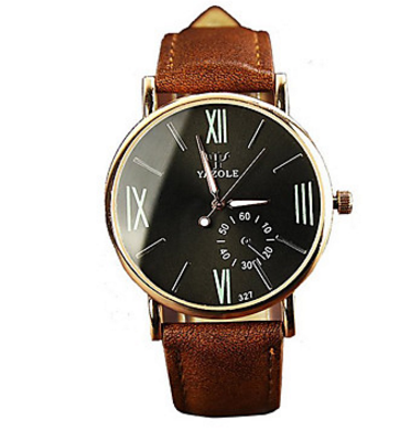 Miniature : Hommes Montre Bracelet Quartz Cuir Marque YAZOL