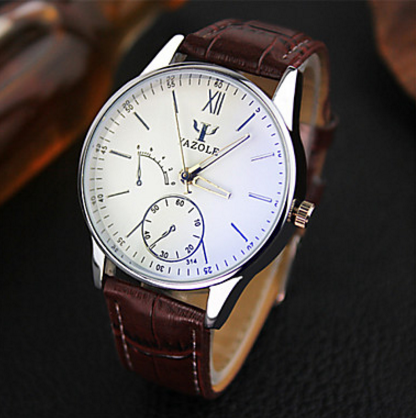 Miniature : Hommes Montre Bracelet Quartz Quartz Japonais Cuir Marque Yazole