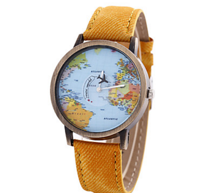 Miniature : Femme Montre Tendance Bracelet de Montre Quartz Montre Carte Du Monde Polyurétha