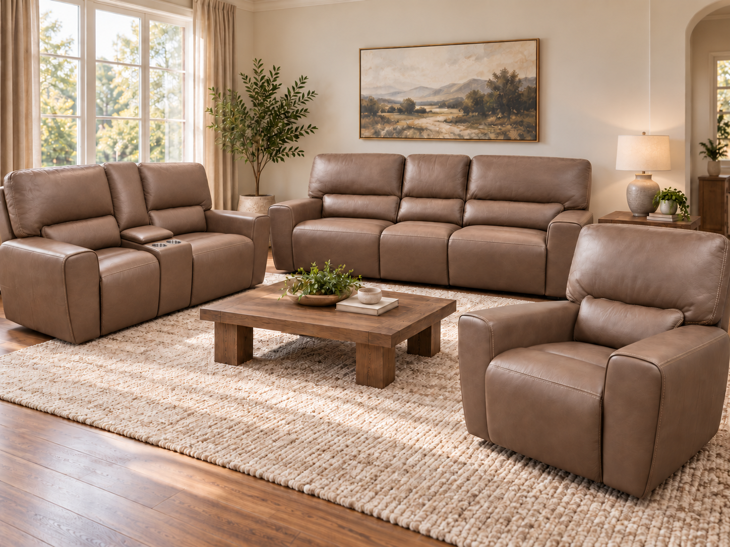 Homestead II All Leather Brown Sofa