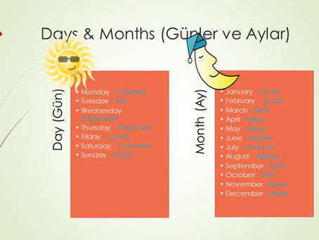 Days and Months in Turkish