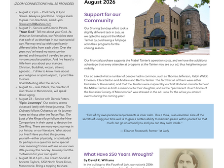 August 2026 Newsletter