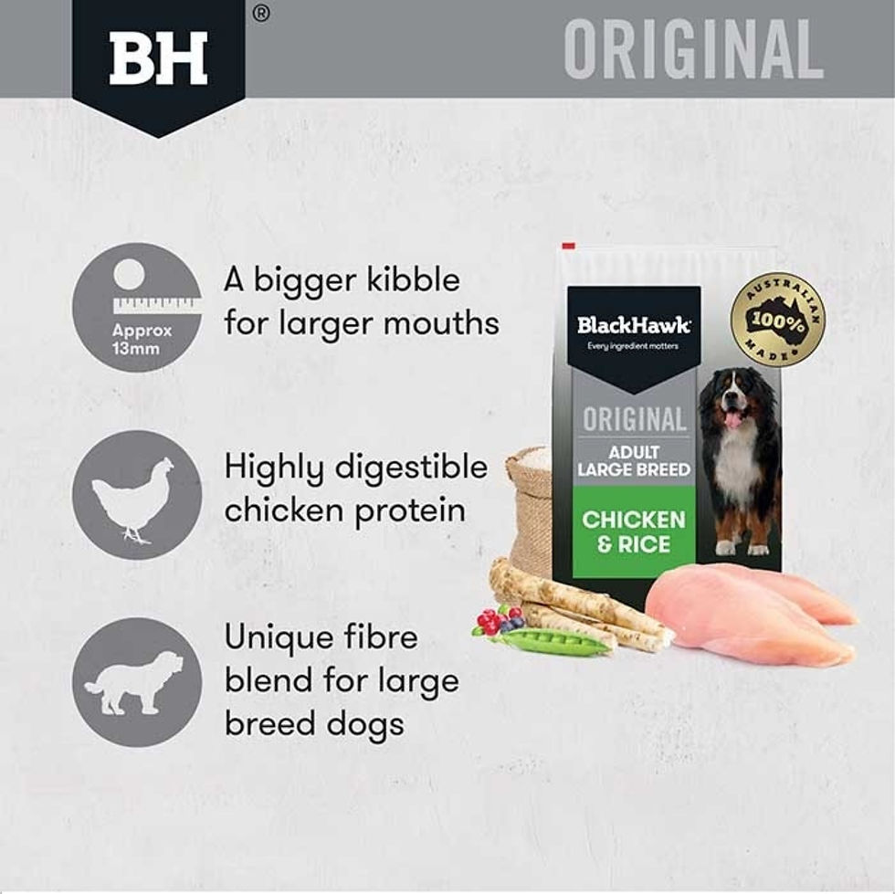 Thumbnail: BLACK HAWK ORIGINAL LARGE BREED DOG CHICKEN & RICE DRY FOOD