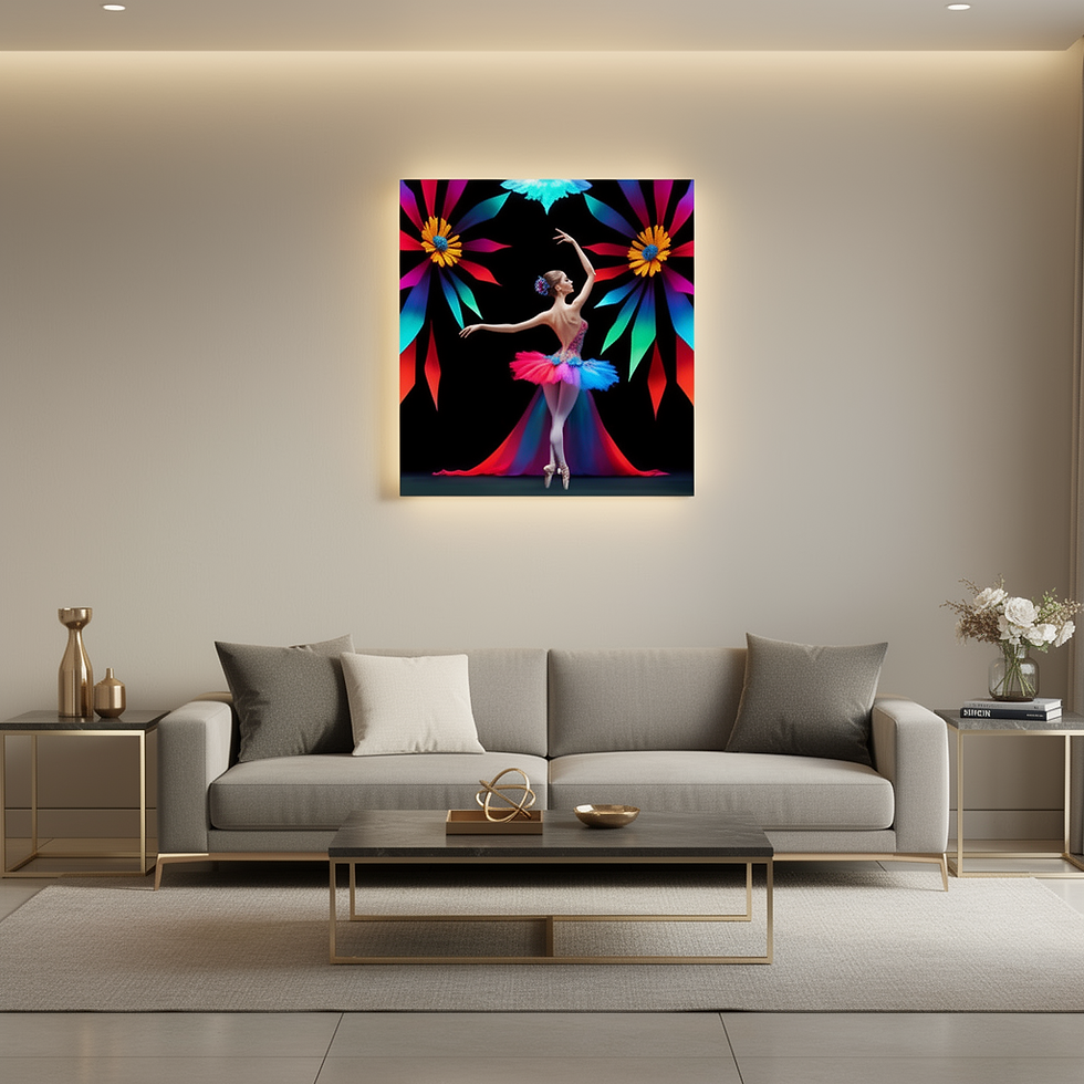 Миниатюра: Ballerina floral  wall art above modern sofa