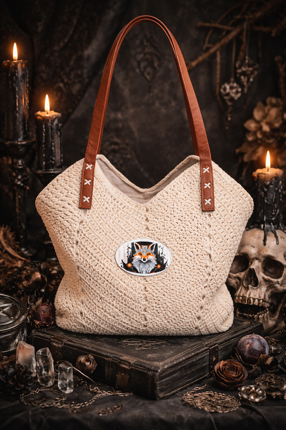 Boho Woodland Tote with Orange Fox Design
