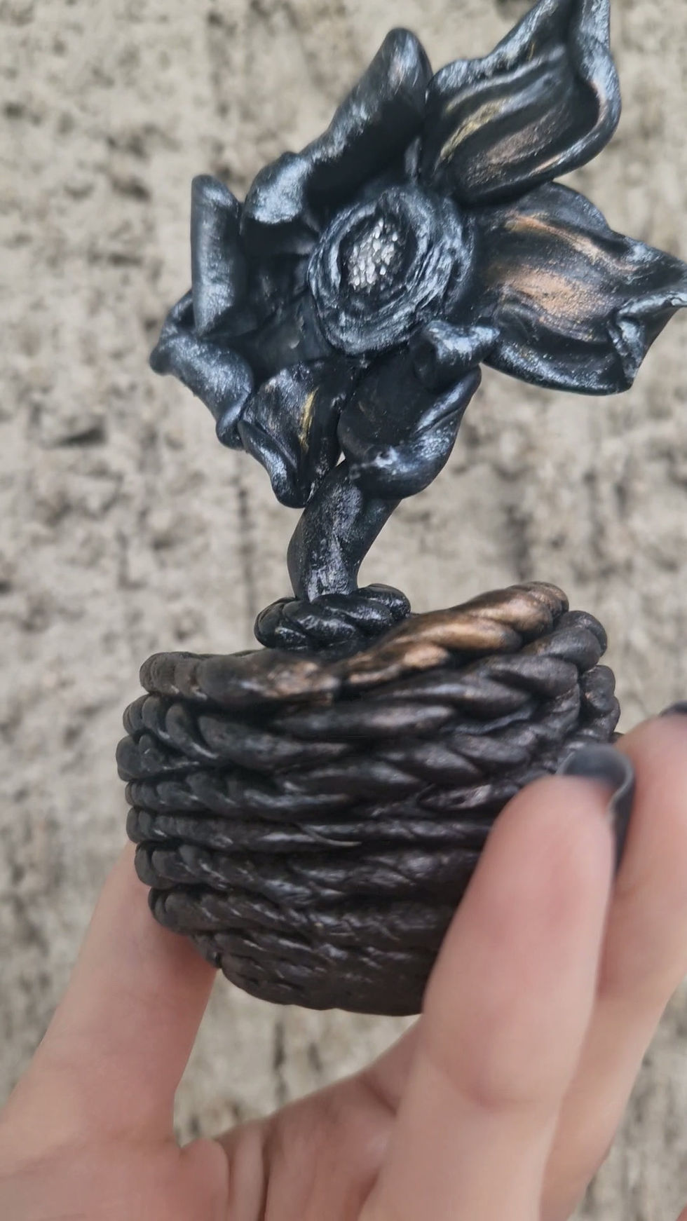 Handmade dark flower familiar sculpture, fantasy spirit figurine, gothic home decor, witch altar decoration, unique artisan c