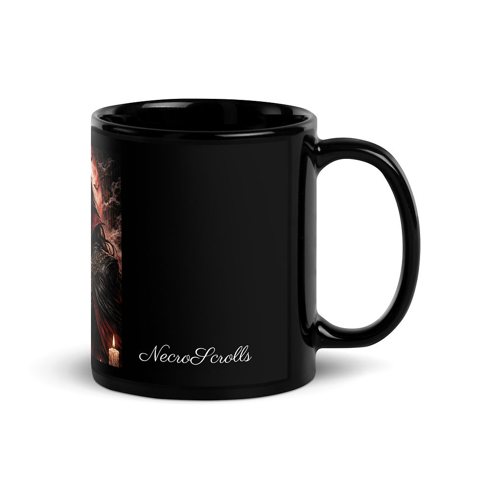 Black glossy mug side blank minimalist view
