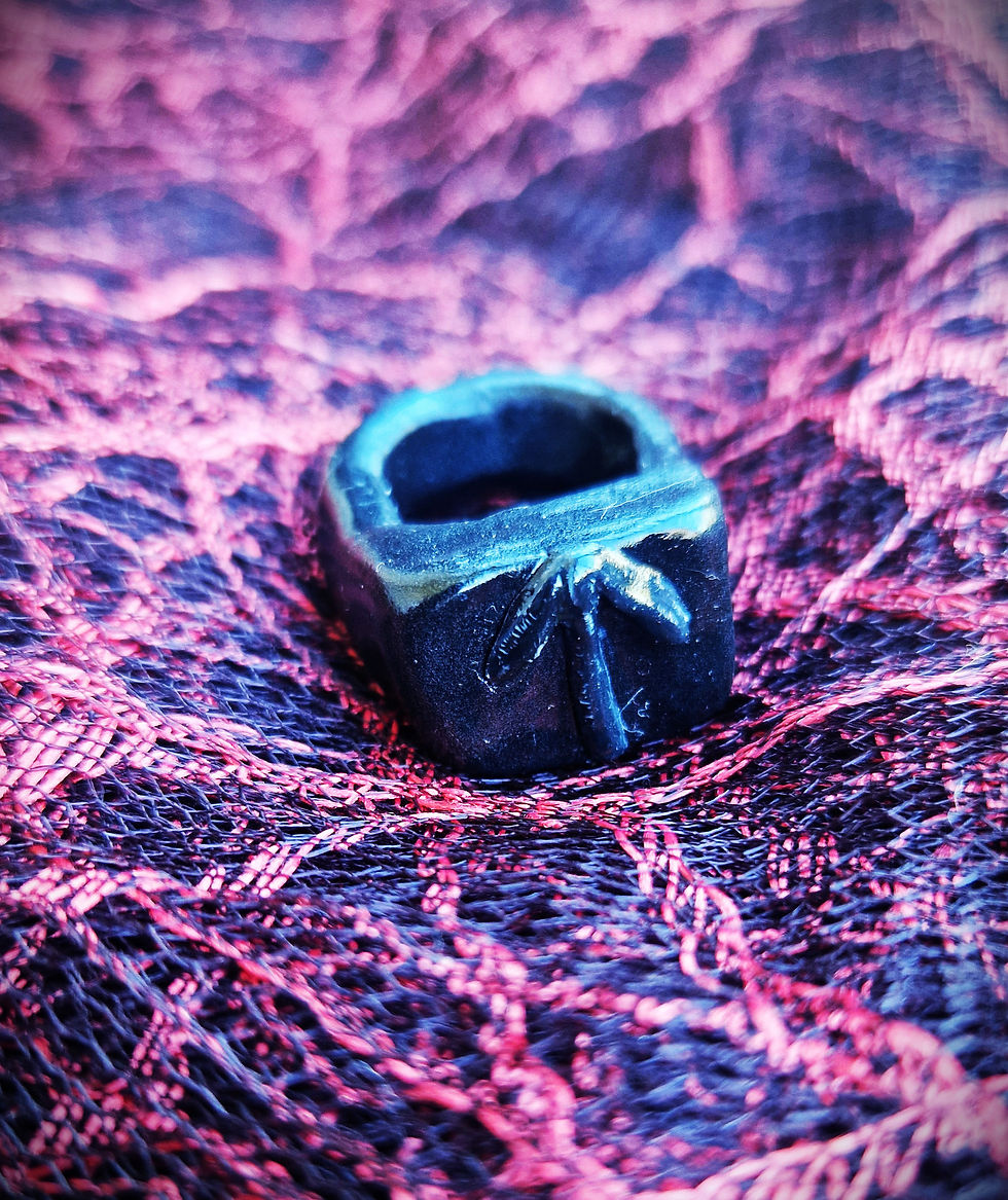 Handmade rune ring inspired by Tyr close-up