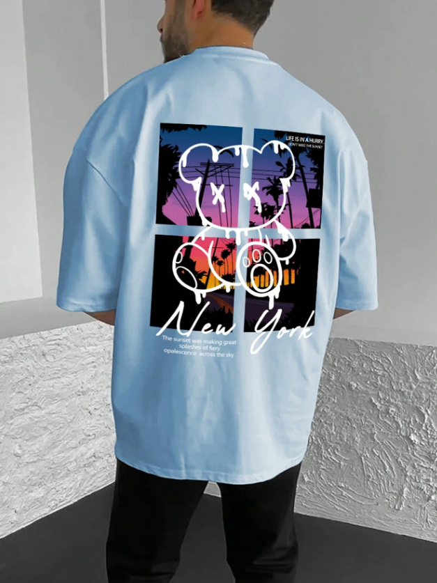 Thumbnail: Manfinity EMRG Men Slogan & Cartoon Graphic Drop ShoulderTee