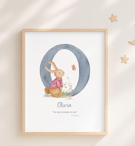 Cuadro con Inicial personajes temáticos