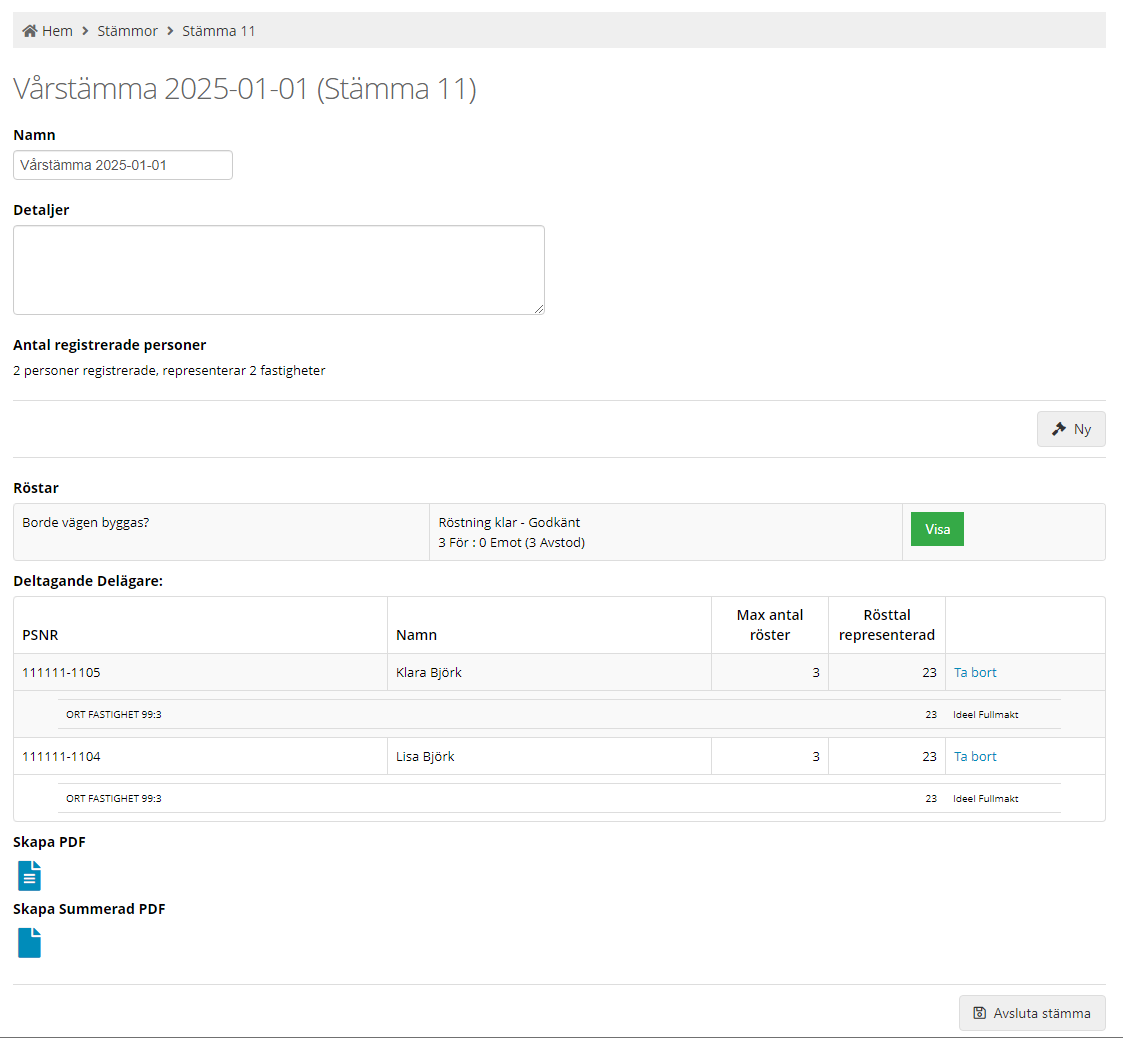 Deltagande och röster