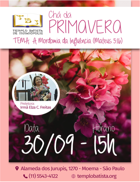 Venha Participar e traga uma amiga!! CHÁ DA PRIMAVERA