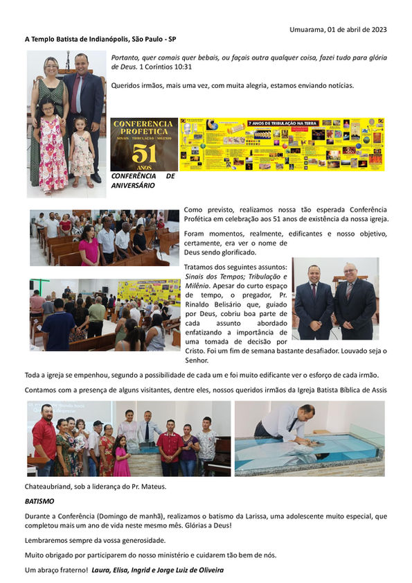 Notícias Missionárias: Pr. Jorge