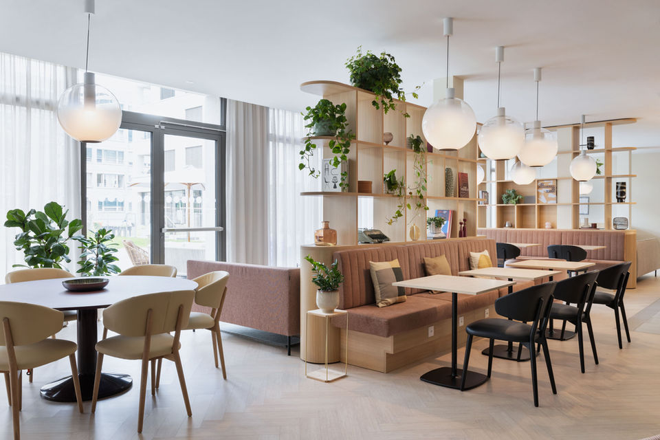 Dining area of hotel lobby
