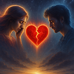 Cœur brisé sous un ciel étoilé séance couple