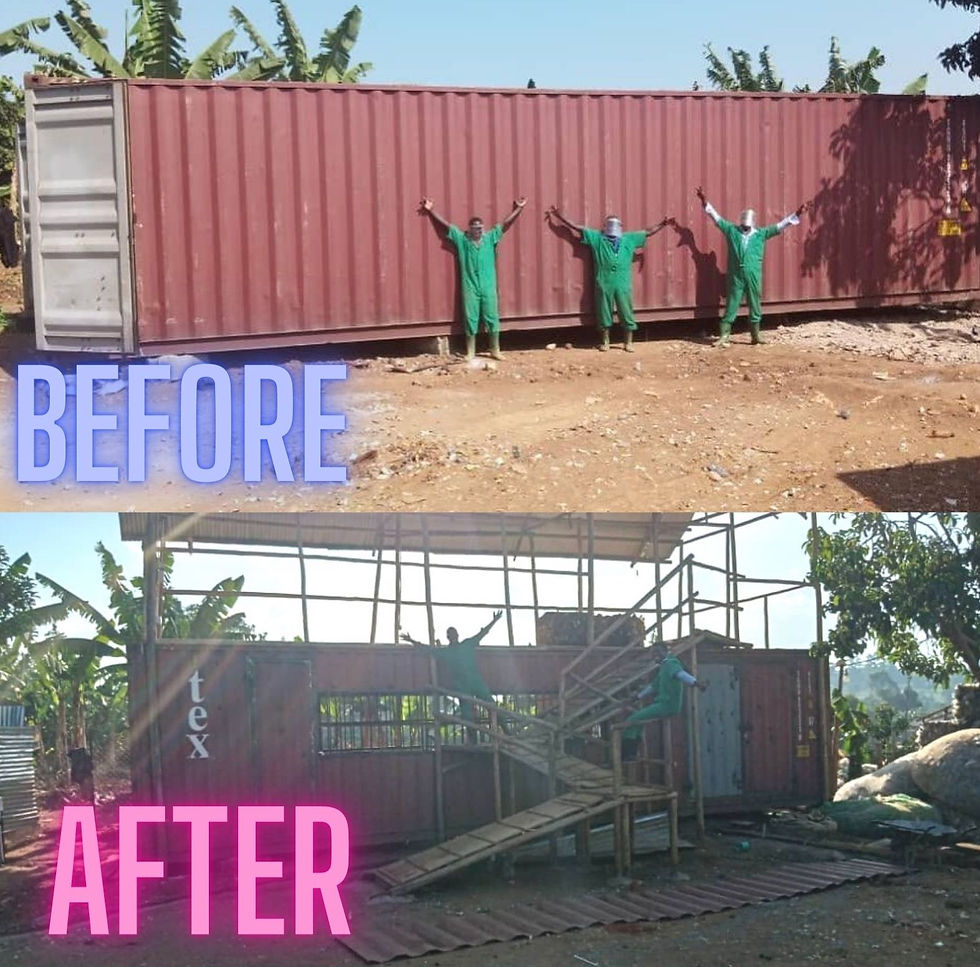 Eco Brixs factory which was built by upcycling a 40 foot shipping container to recycle plastic