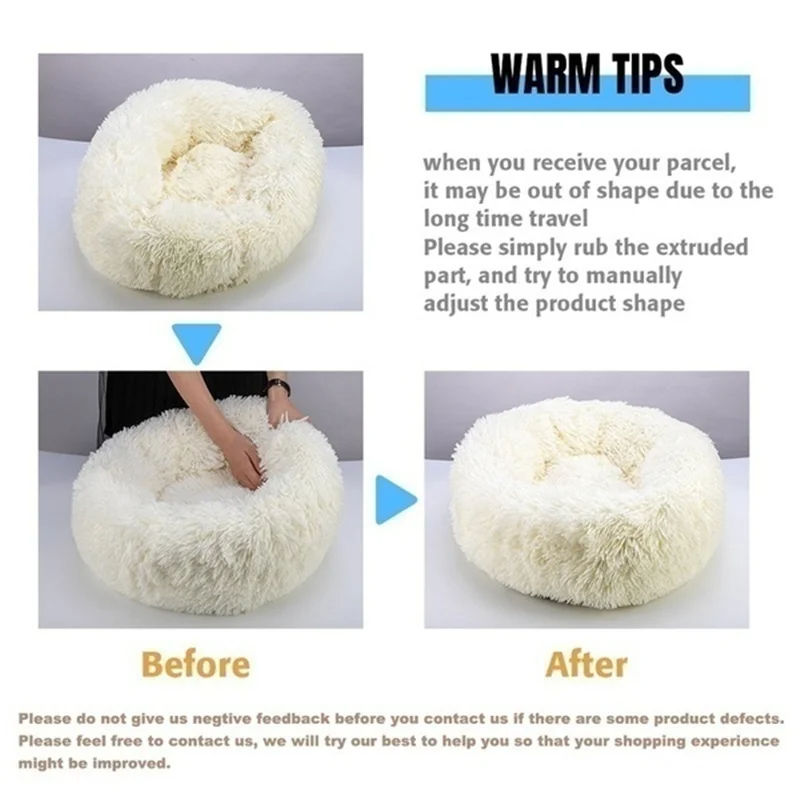 Thumbnail: Round Dog Bed Winter Warm Cat Bed Plush Basket for Dog Washable Pet Bed for Smal