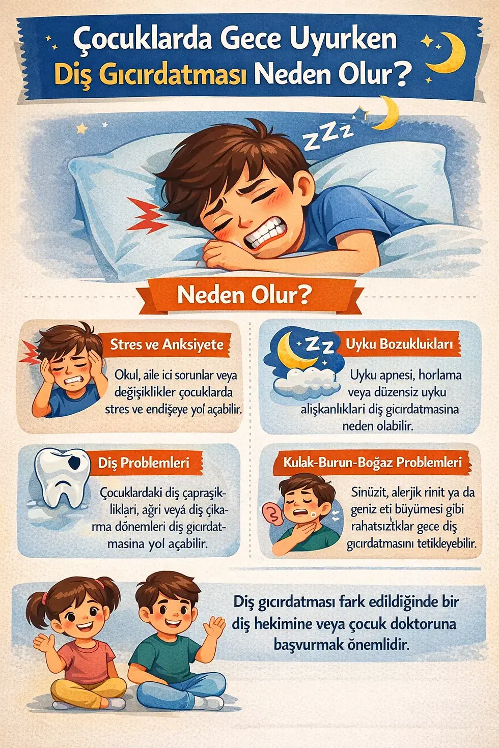 Çocuklarda Gece Uyurken Diş Gıcırdatması Neden Olur
