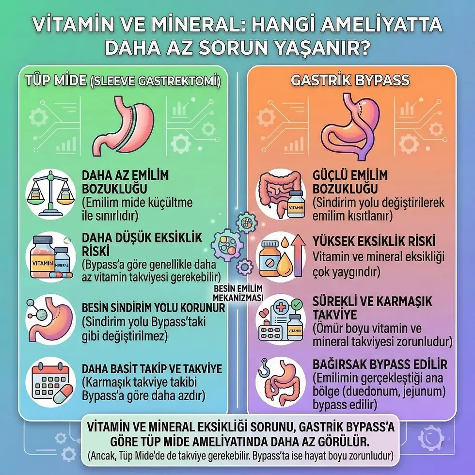 mide bypass ile tüp mide arasındaki fark