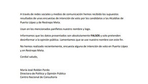 Comunicado a la opinión pública de Puerto López y Restrepo Meta | 08 de octubre de 2019