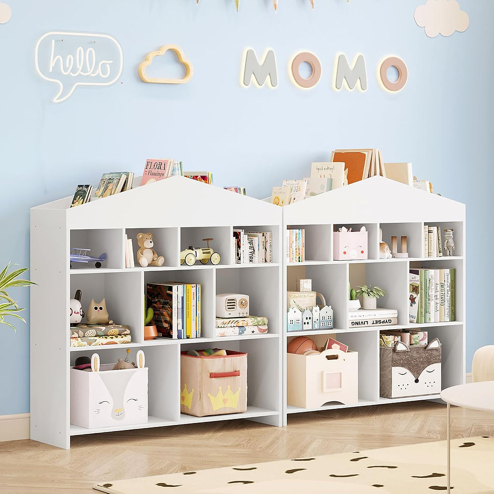 Thumbnail: 9-Cubby Kids Bookshelf 40.7in Width Bookcase Toddlers Playhouse Cabinet Shelf St