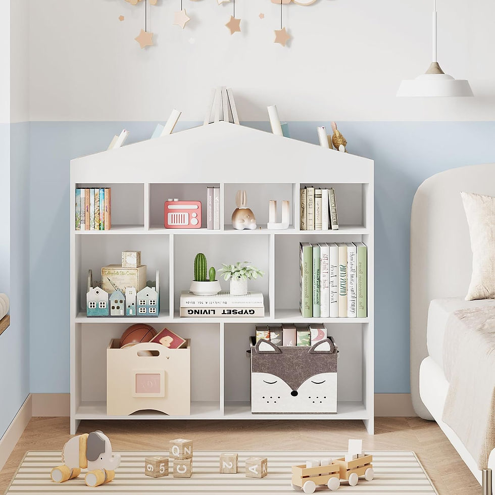 Thumbnail: 9-Cubby Kids Bookshelf 40.7in Width Bookcase Toddlers Playhouse Cabinet Shelf St