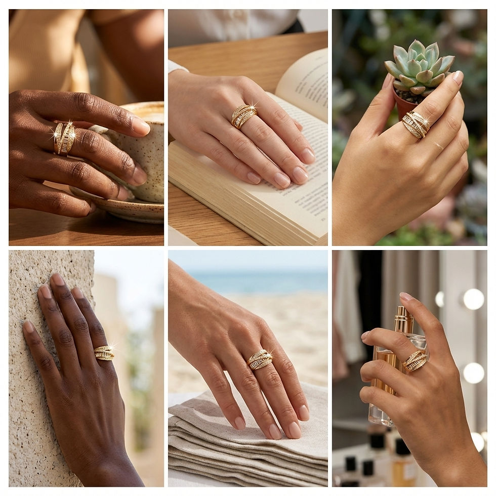 Thumbnail: Classic Gold Color Wide Opening Ring for Women Luxury Bright Zirconia Adjustable