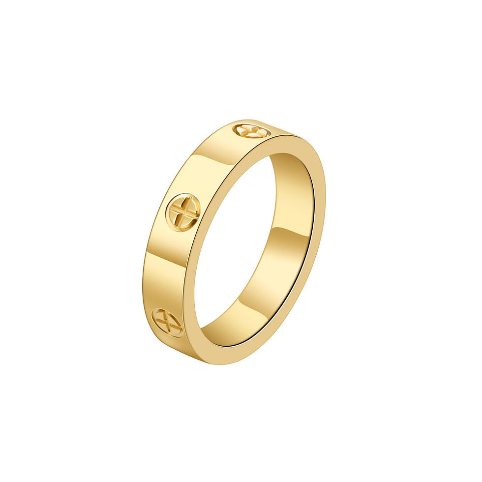 Thumbnail: Classic Stainless Steel Cross with Zircon Love Rings for Women Men Couple Finger