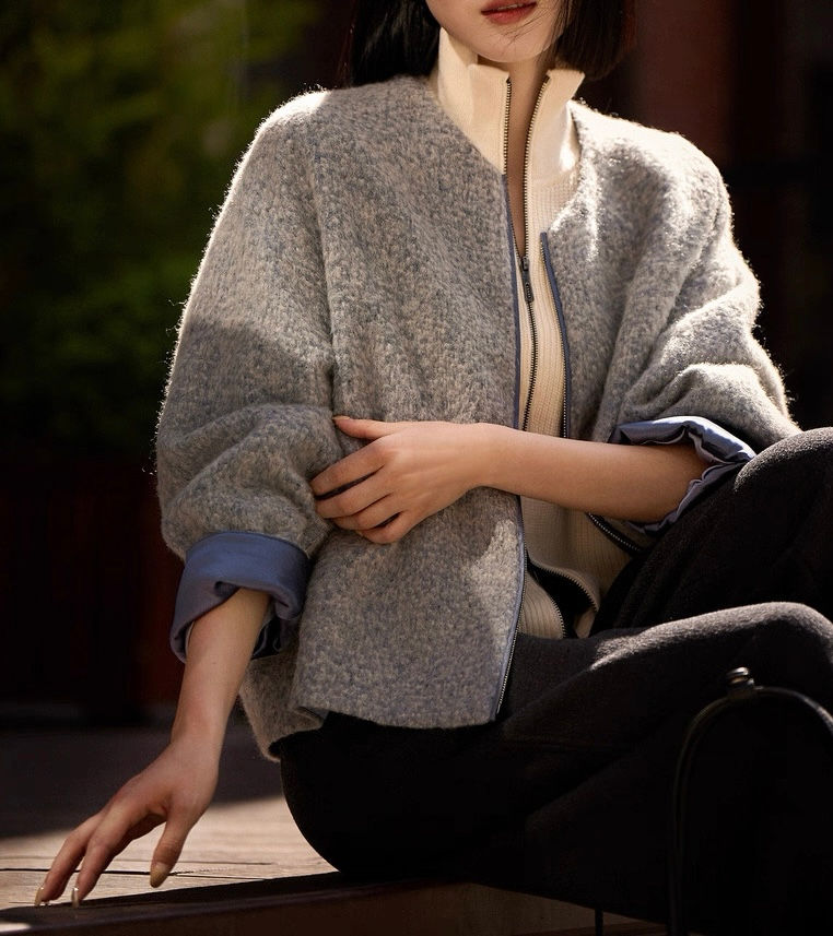 縮圖：馬海毛混羊毛外套