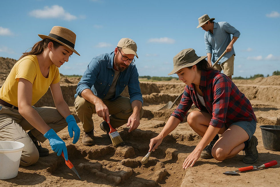 Archeologen doen opgravingen
