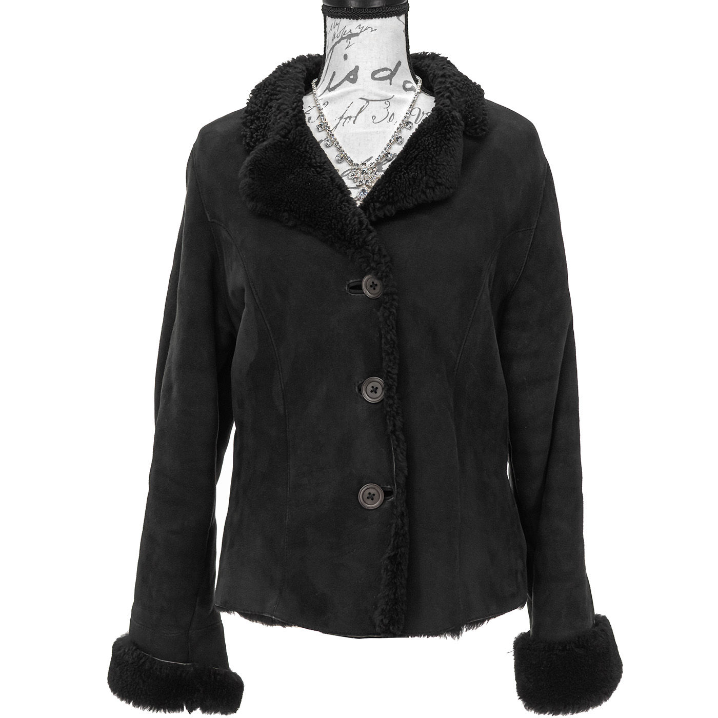 1479-SUEDE BLACK FUR COAT