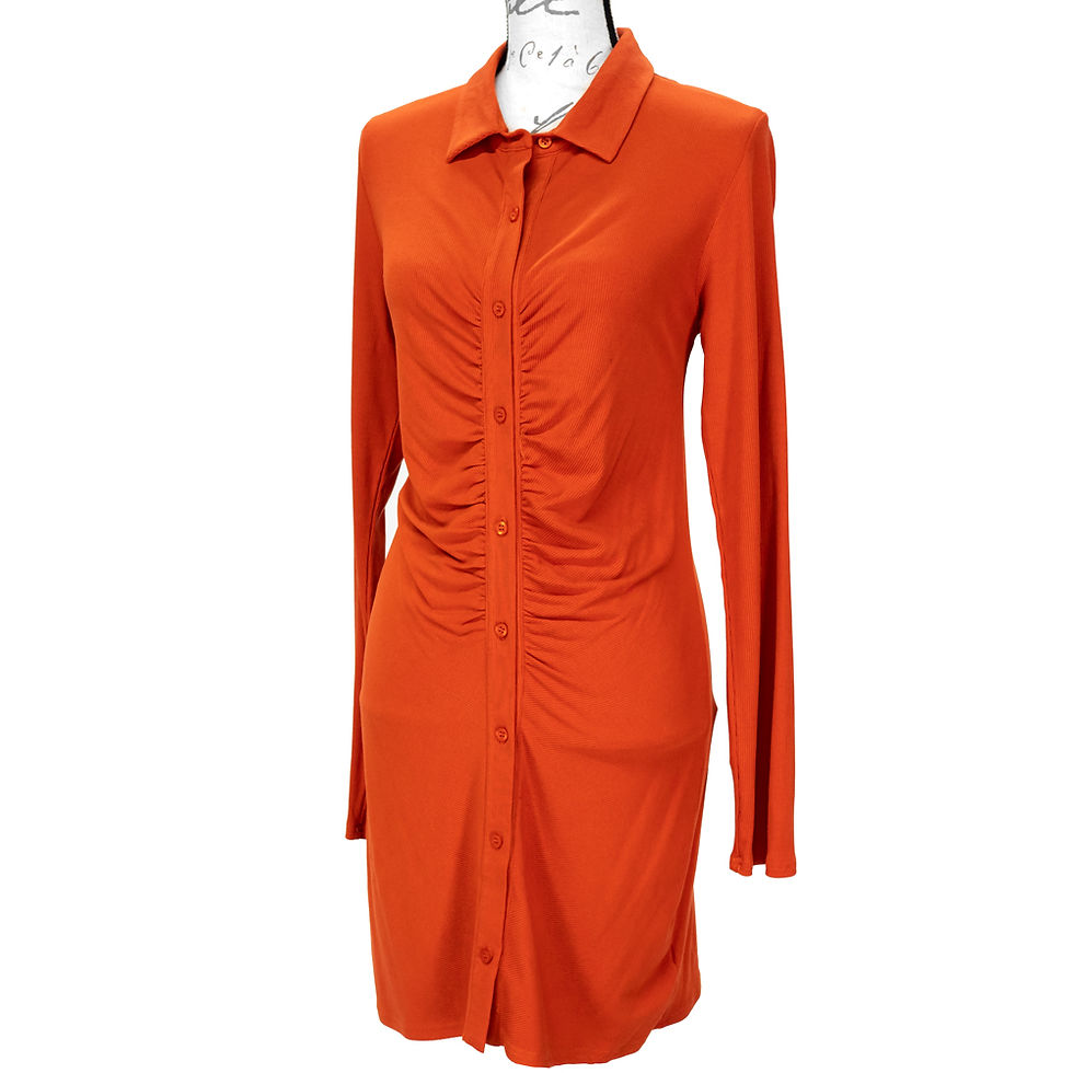 Thumbnail: 1674-CLOUD TEN ORANGE LONG SLEEVES DRESS