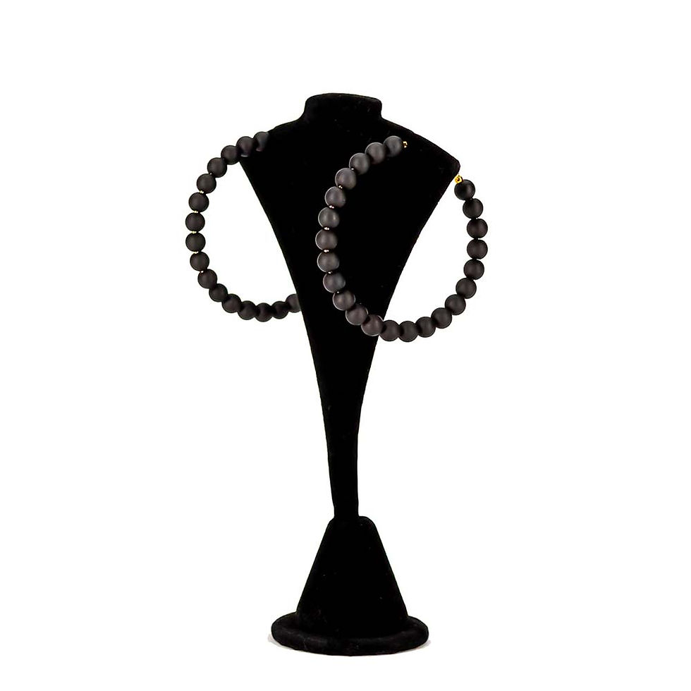 Thumbnail: 1264 BLACK BEADED HOOP EARRING