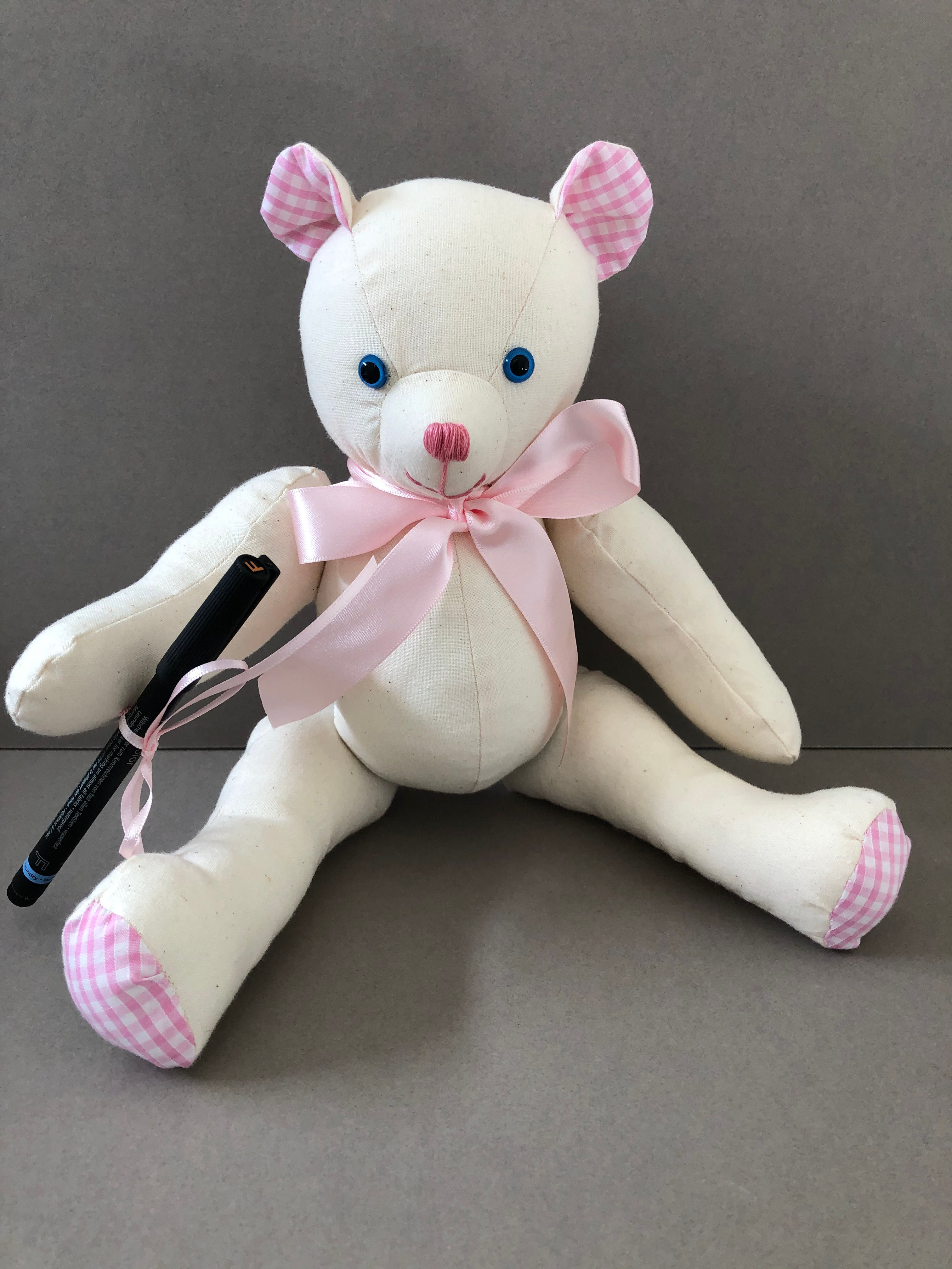 Medium Signature Bear (Pink Gingham)