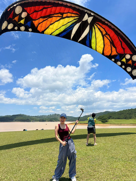 Checkin with butterfly paraglider in Dalat with Fly Dalat Paragliding
