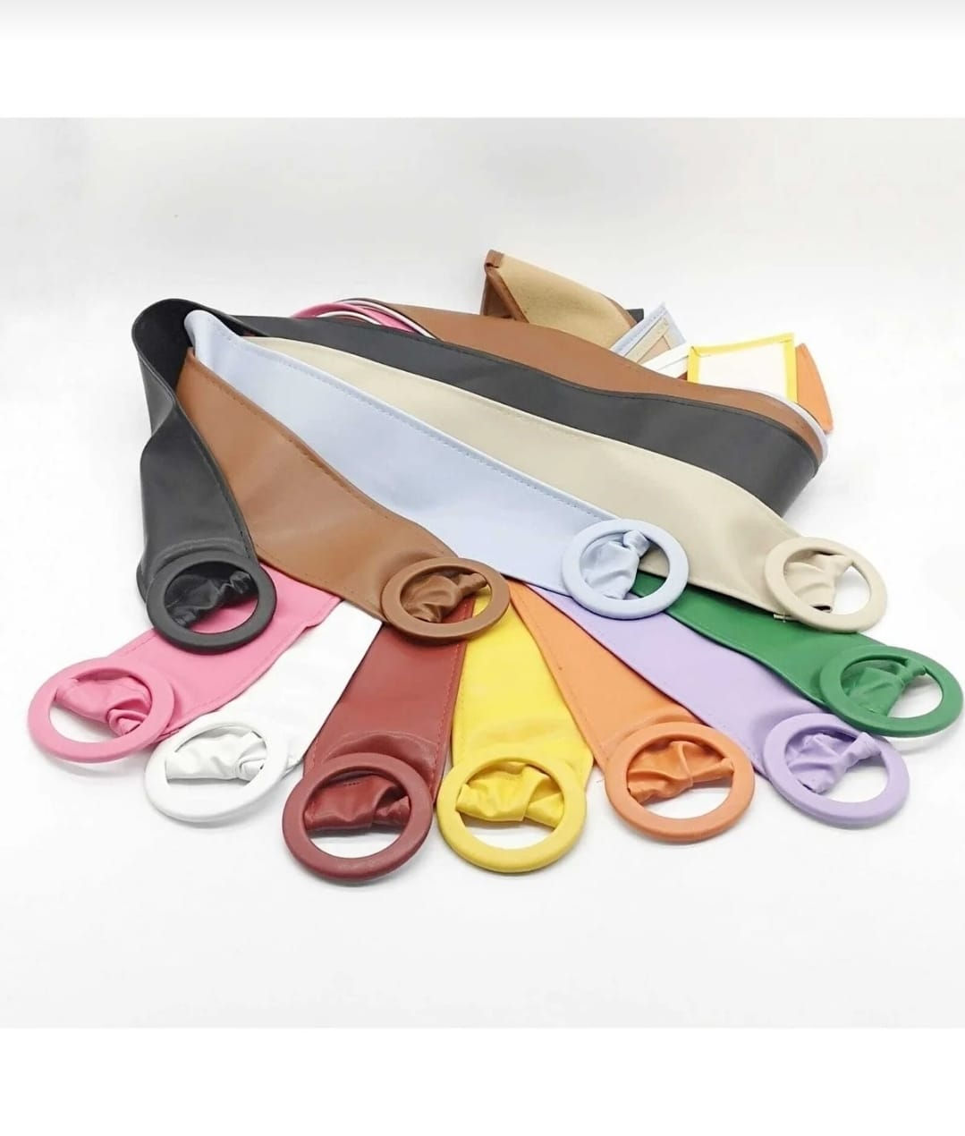 Beyaz Yumuşak Suni Deri Tokalı Kadın Pantolon Kemeri, Ceket Kemeri, Elbise Kemer