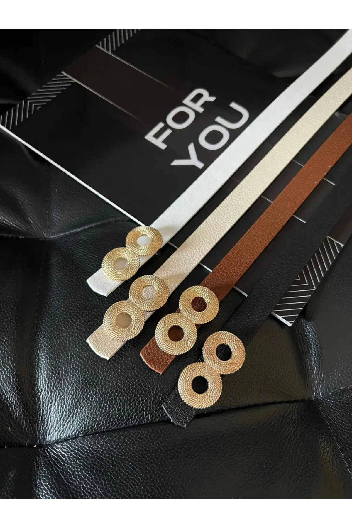 Çift Yuvarlak Tokalı Ince Kadın Kemeri, Ceket Kemeri, Gömlek Kemeri, Elbise Keme