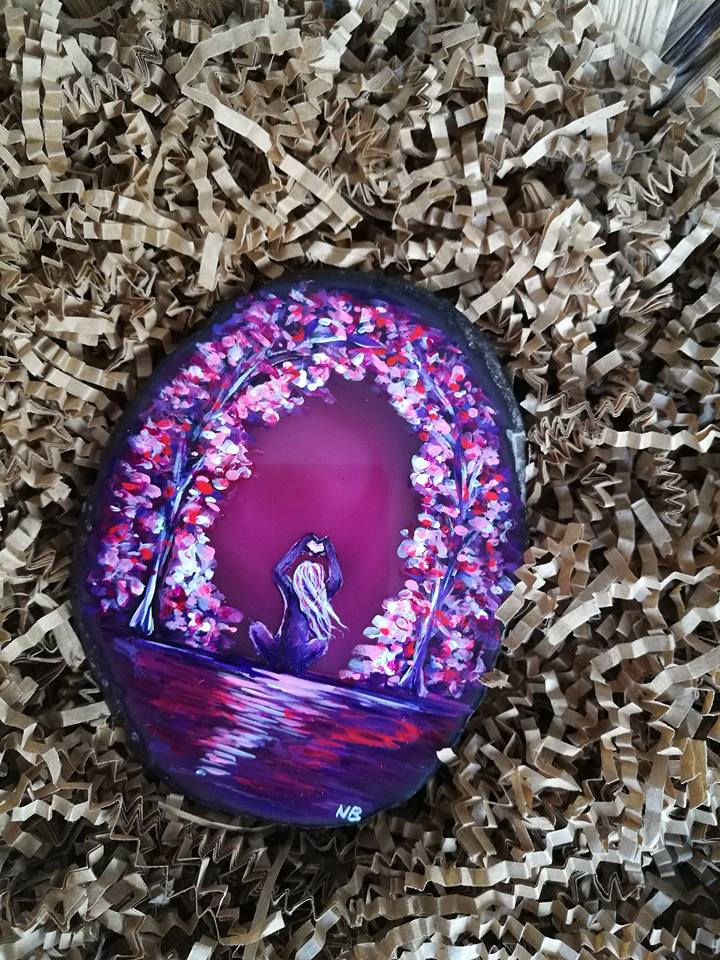 Thumbnail: Sacred Soul Agate Geode Slice Painting Safe and Loved * RESERVED * for C