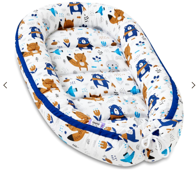 BaBy Nest with Animal Print, Navy, White, Bear, Fox
