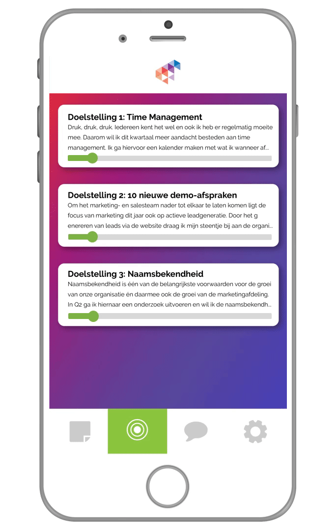 Doelen stellen in de mobiele app van Treams