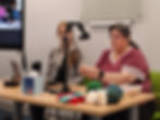 Phyllis teaching a crochet class at the Library