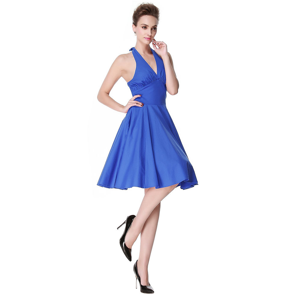 Thumbnail: Heroecol Women V Neck Sleeveless Vintage 1950s 60s Swing Rero Style Dress 2-05