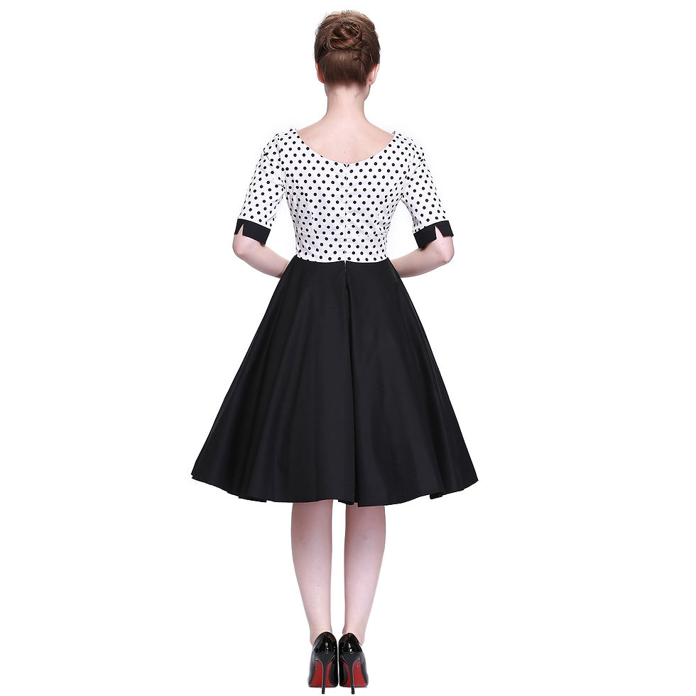 Thumbnail: Women's Vintage Dress in White and Black