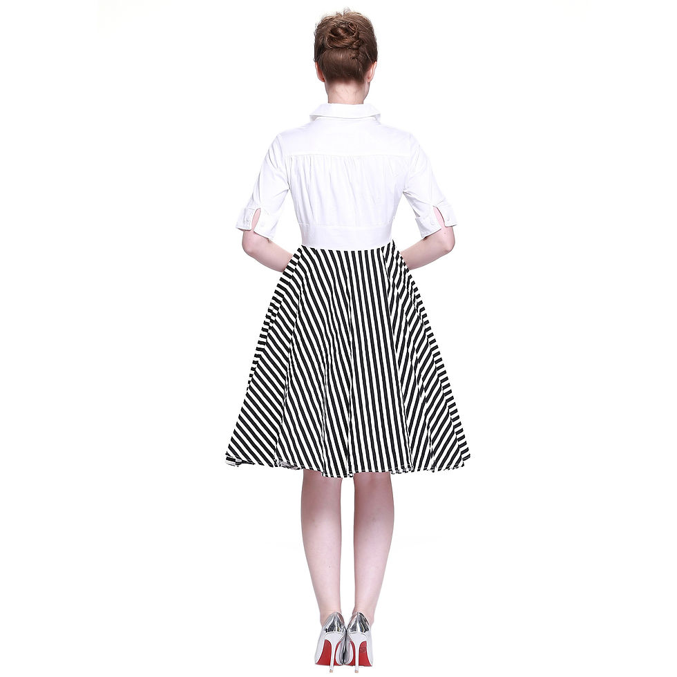 Thumbnail: Heroecol Women Cross V Neck Vintage 1960s Swing Retro Style Dress 28-TW88