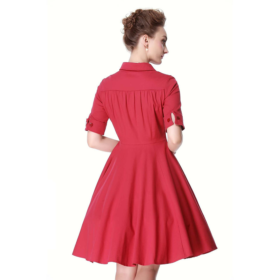 Thumbnail: Heroecol Women Short Sleeve Vintage 1950s 60s Swing Rero Style Dress 6-01