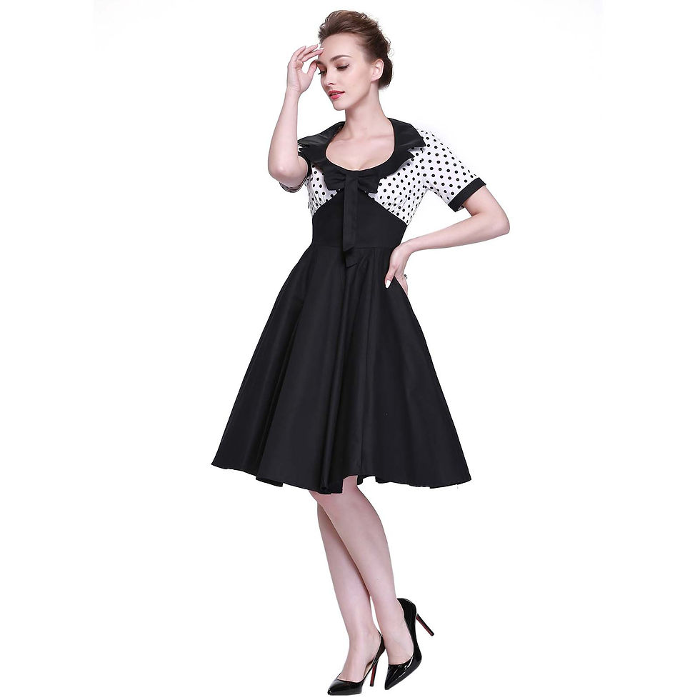 Thumbnail: Heroecol Women Square Neck Vintage 1950s 60s Swing Rero Style Dress 7N-8088J88