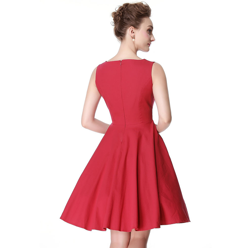 Thumbnail: Heroecol Women Boat Neck Vintage 1950s 60s Swing Rero Style Dress 1-01
