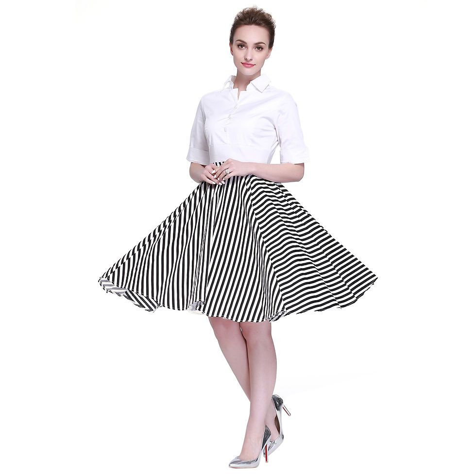 Thumbnail: Heroecol Women Cross V Neck Vintage 1960s Swing Retro Style Dress 28-TW88
