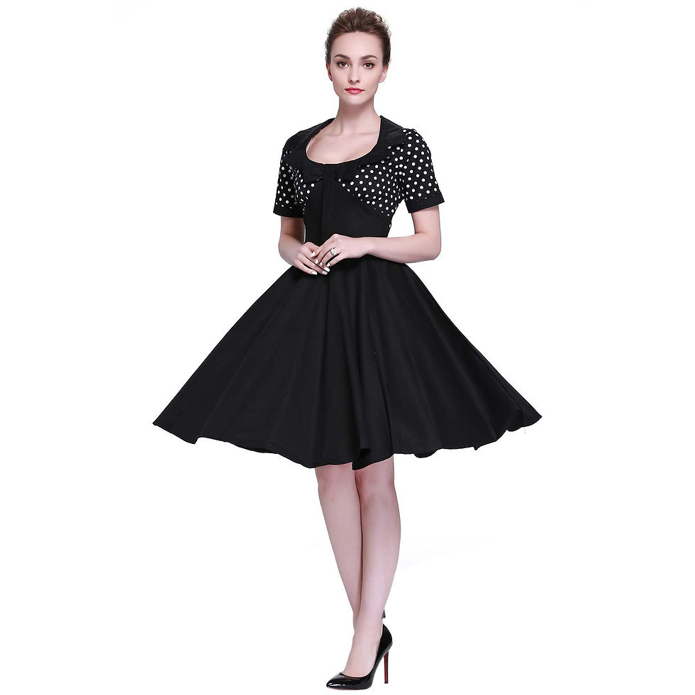 Thumbnail: Heroecol Women Square Neck Vintage 1950s 60s Swing Rero Style Dress 7N-8880J88
