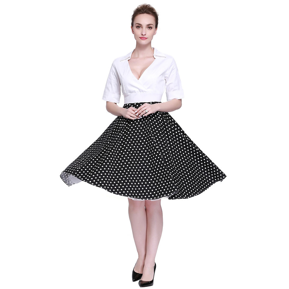 Thumbnail: Heroecol Women Cross V Neck Vintage 1950s 60s Swing Rero Style Dress 28-8880